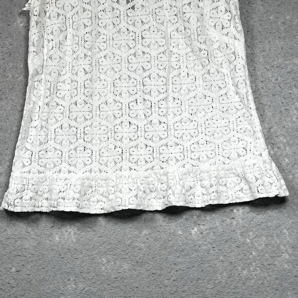 Lilly Pulitzer Darla Peplum Top Size Small White Eyelet Floral Lace Crochet Bow - Picture 4 of 14